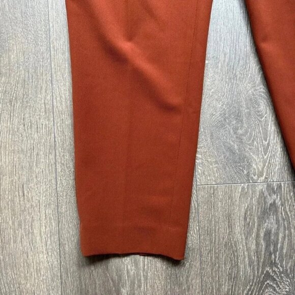 Aritzia Babaton Cohen Pant High Rise Waist Trousers Straight Leg Pleated Rust 2 - Picture 8 of 14